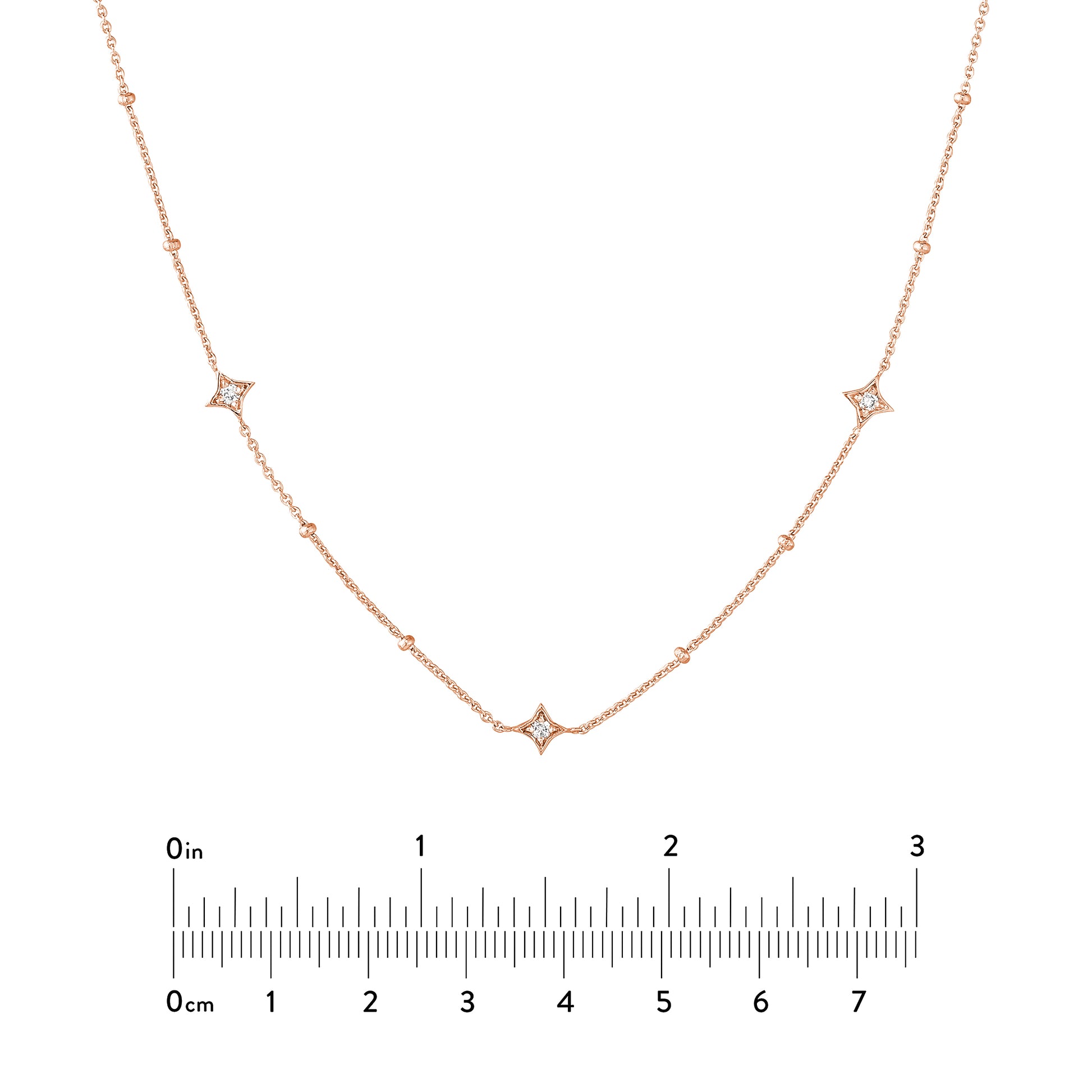 Diamond Star Bezels and Beads Necklace