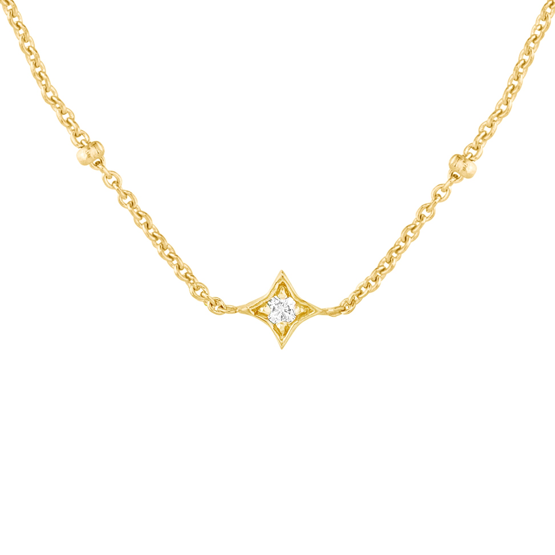 Diamond Star Bezels and Beads Necklace