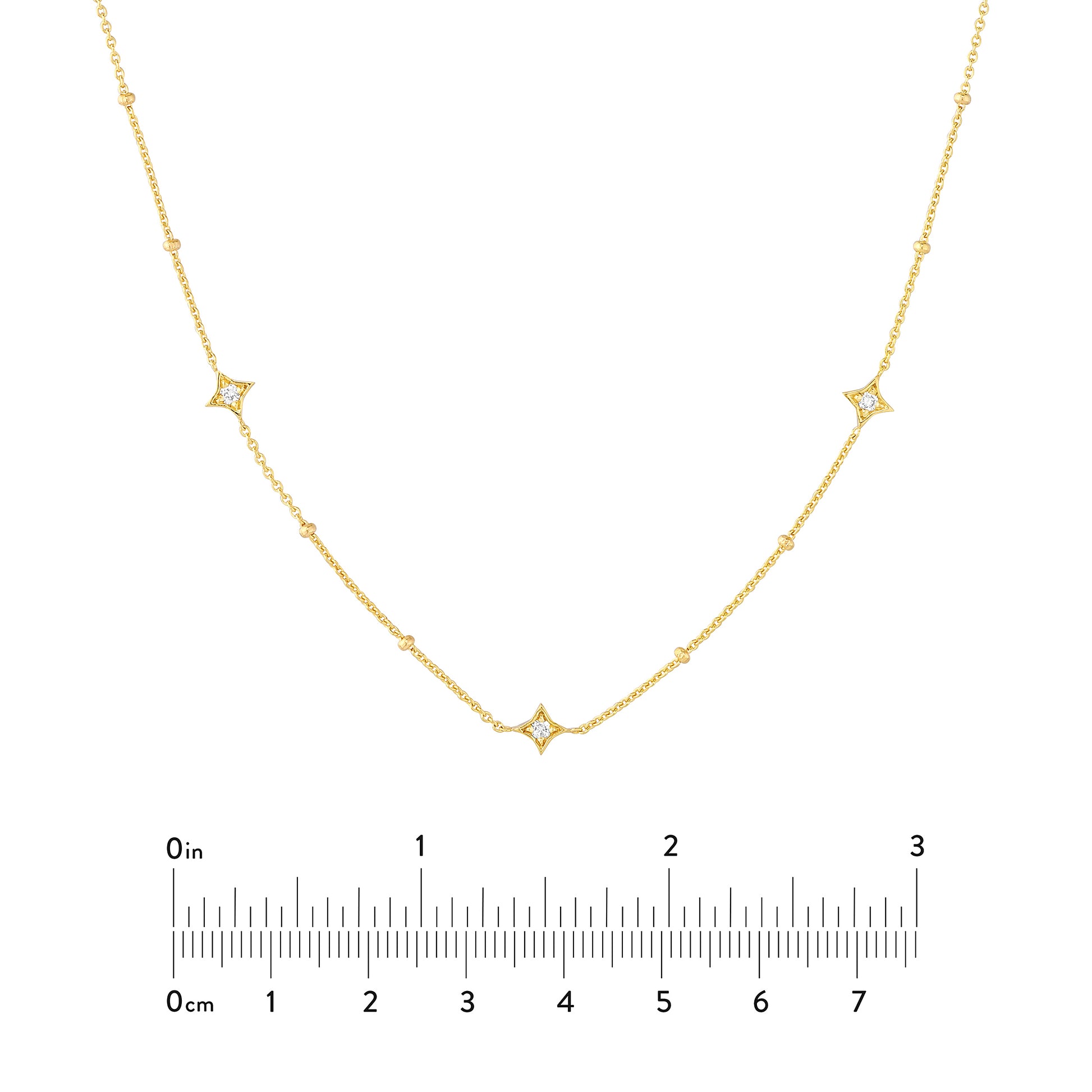 Diamond Star Bezels and Beads Necklace
