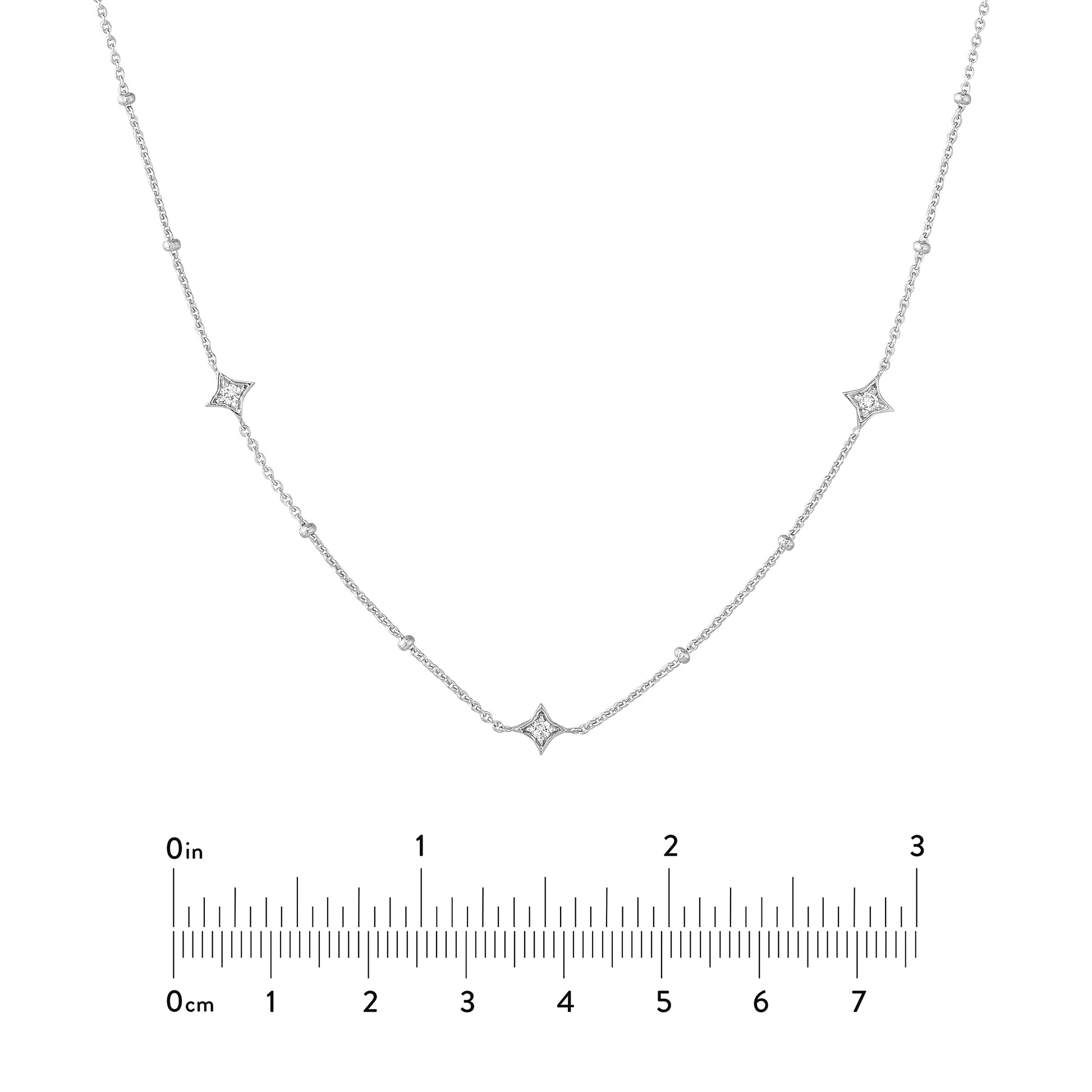 Diamond Star Bezels and Beads Necklace