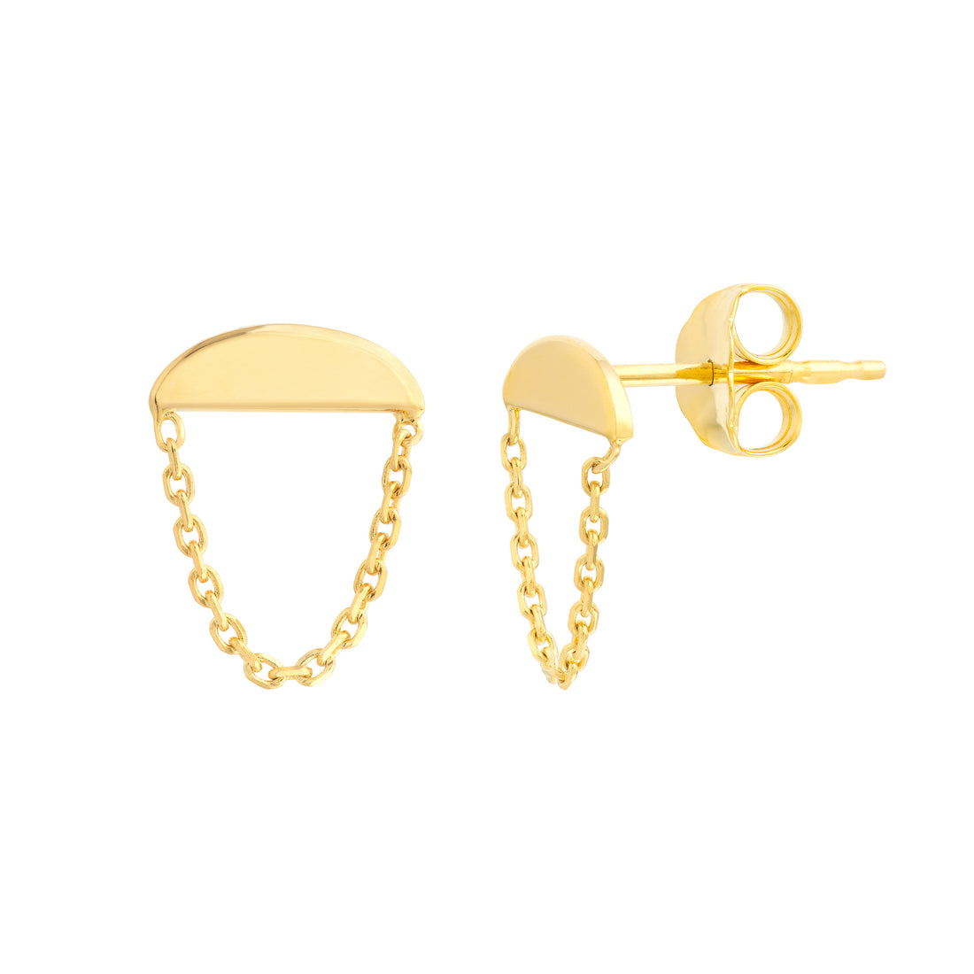 Sunrise Stud Earrings with Chain Drape