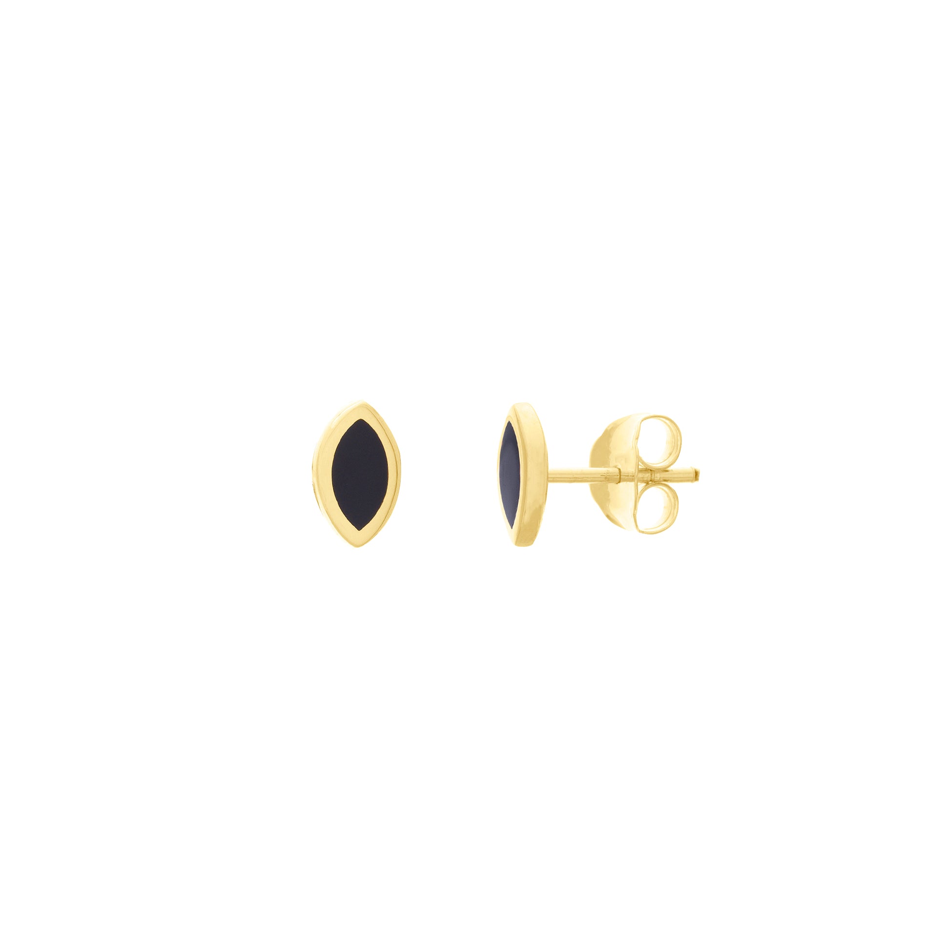 Black Enamel Marquise Stud Earrings