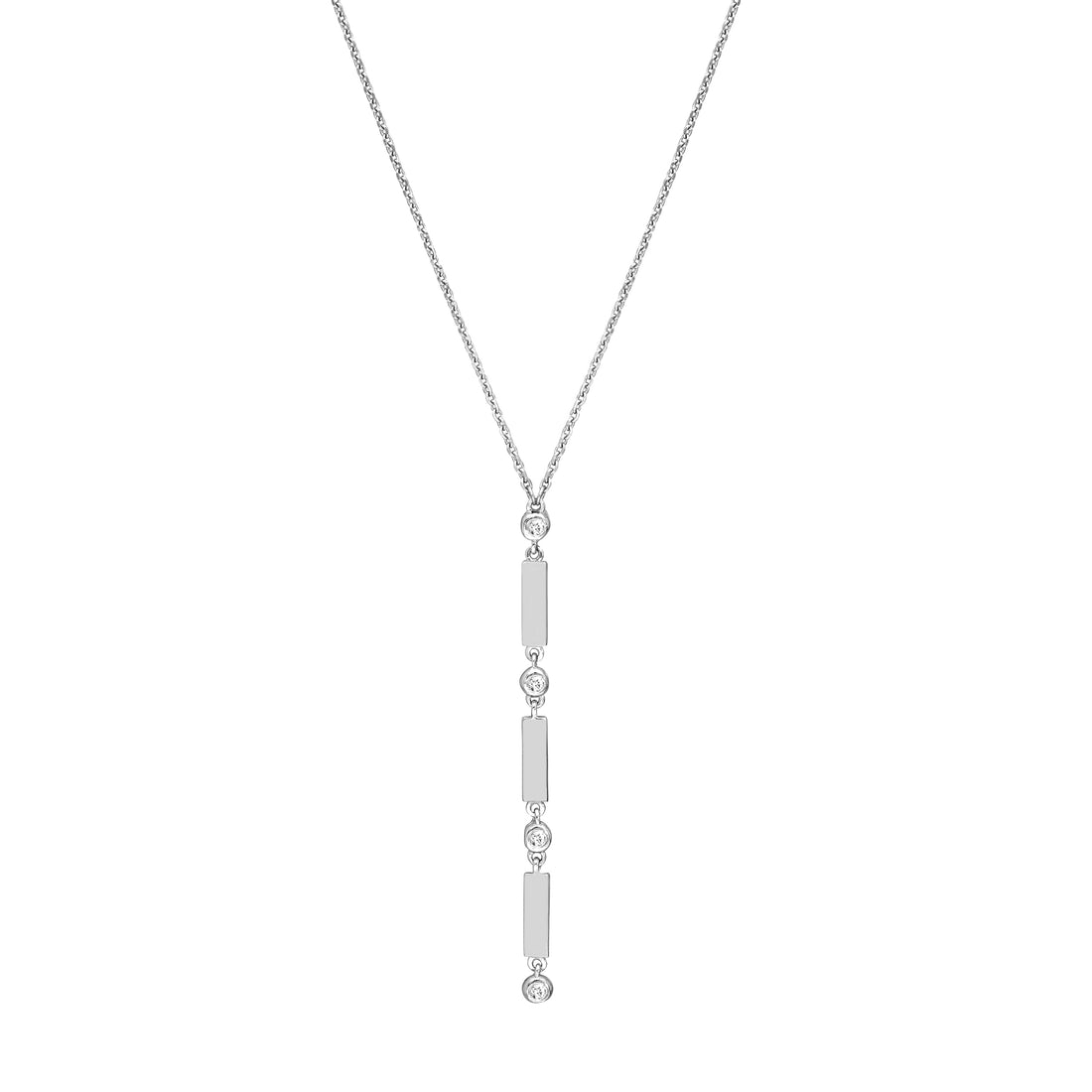 Mini Bars and Diamond Bezels Lariat Necklace