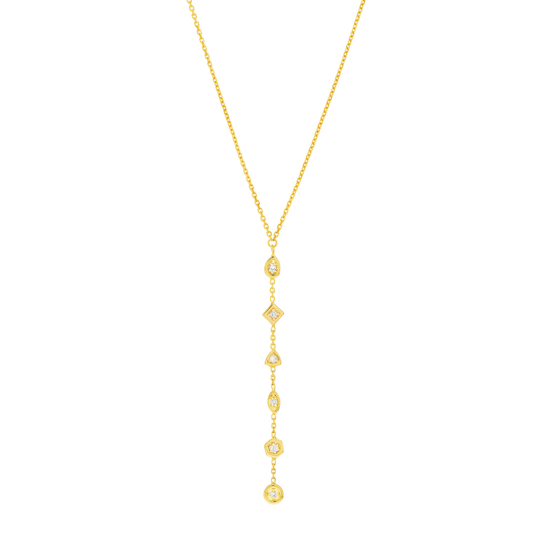 Lariat Necklace with Mixed Diamond Bezels