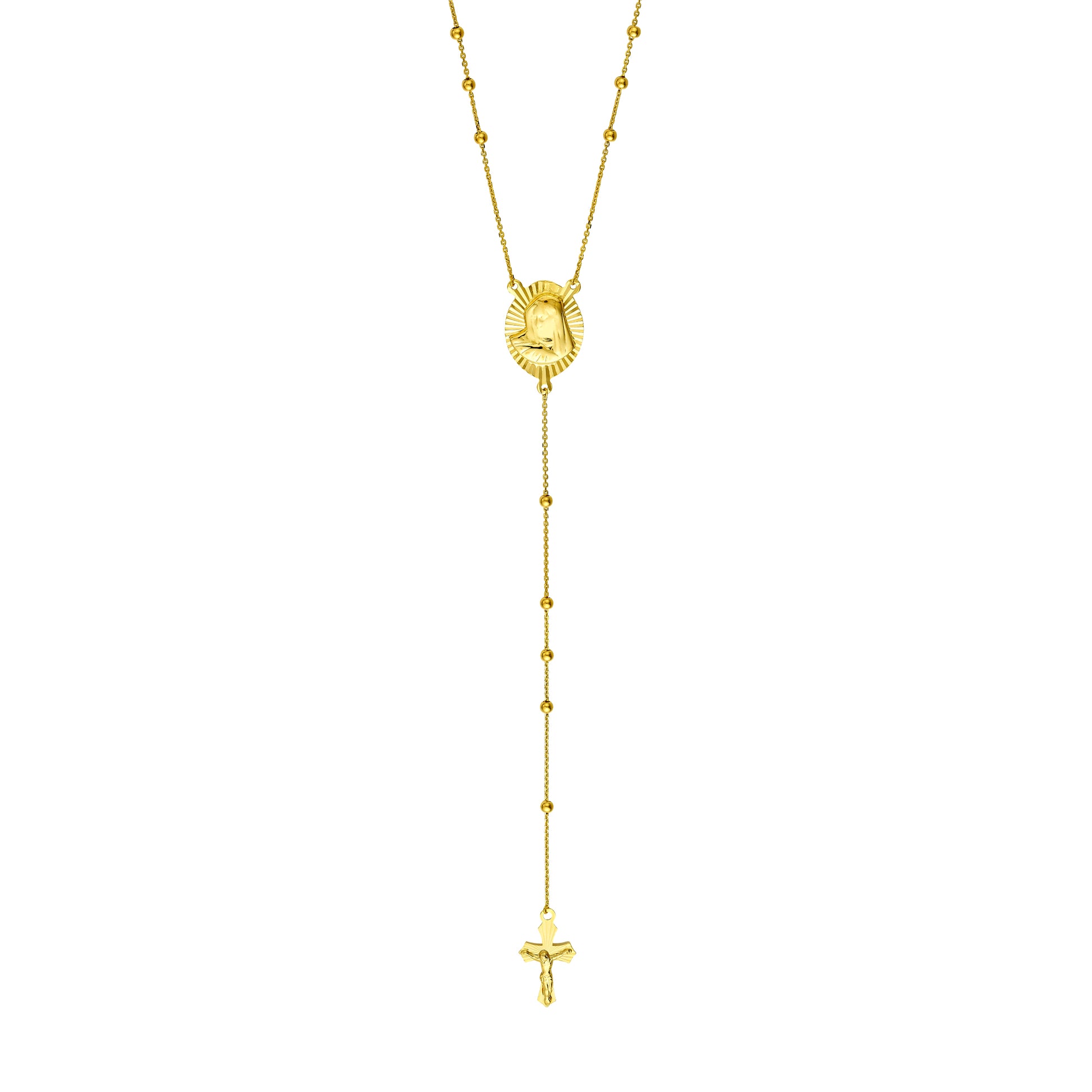 Virgin Mary and Cross Rosary Necklace