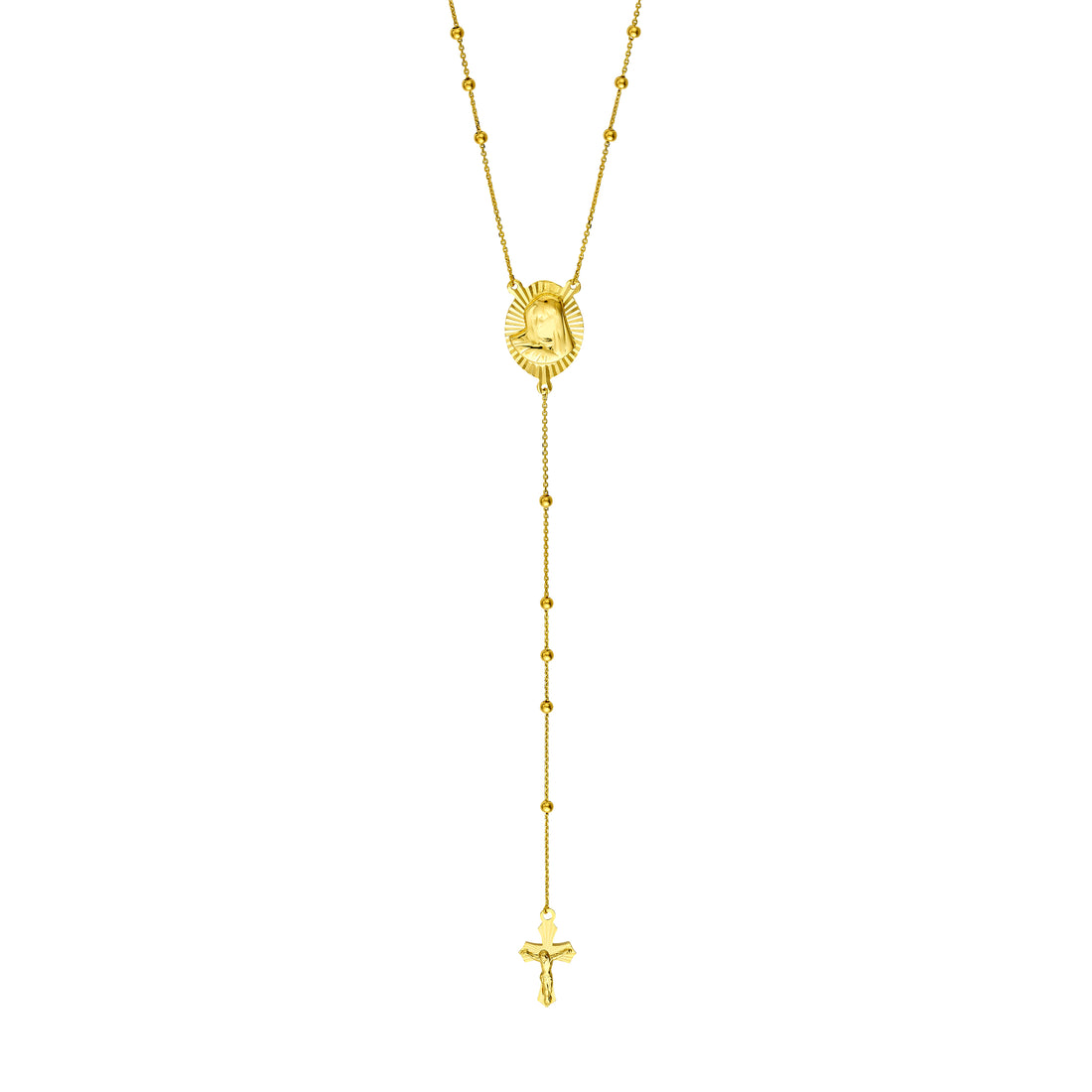 Virgin Mary and Cross Rosary Necklace