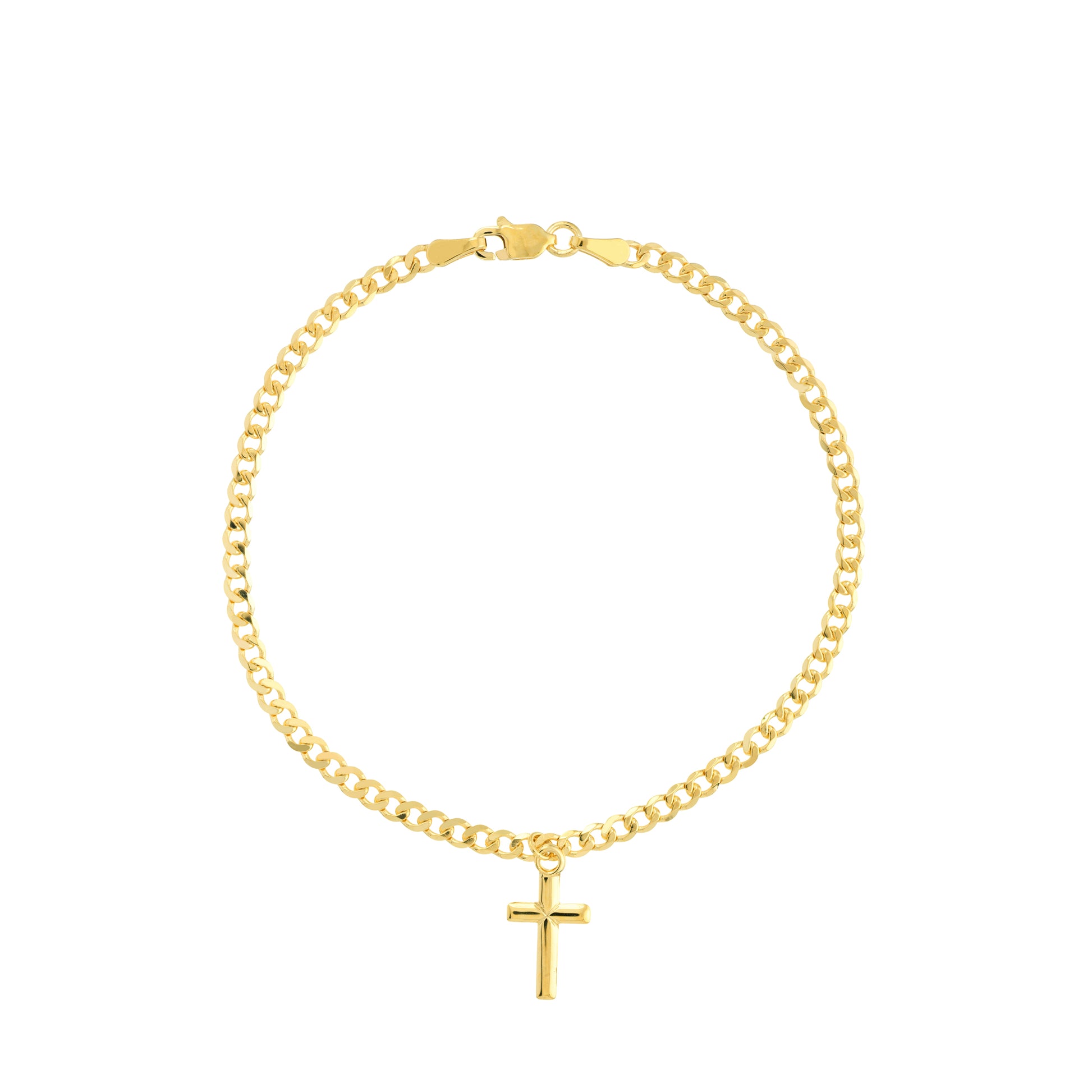 Cross Dangle Curb Chain Adj. Bracelet