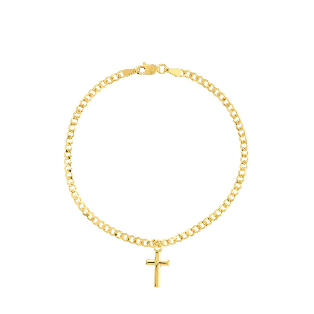 Cross Dangle Curb Chain Adj. Bracelet