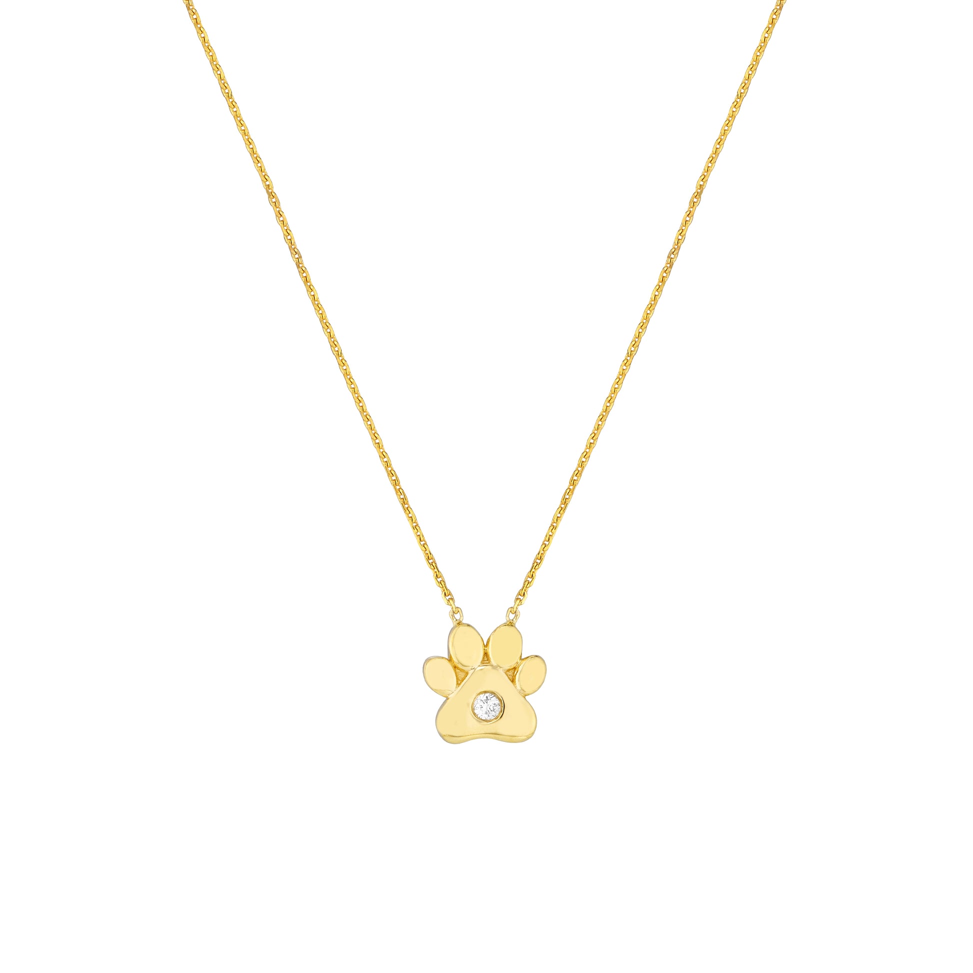 3pt Diamond Paw Pendant Necklace