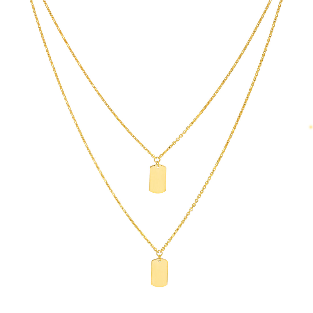 Double Dog Tag Adjustable Duet Necklace