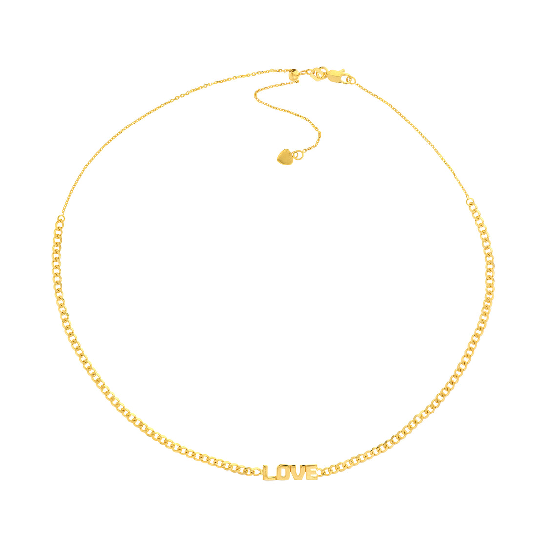 Love Plate on Open Curb Chain Adjustable Choker