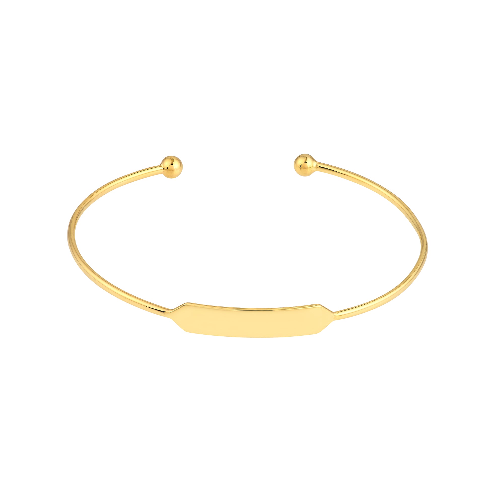 Engravable ID Cuff Bangle with Beaded Ends