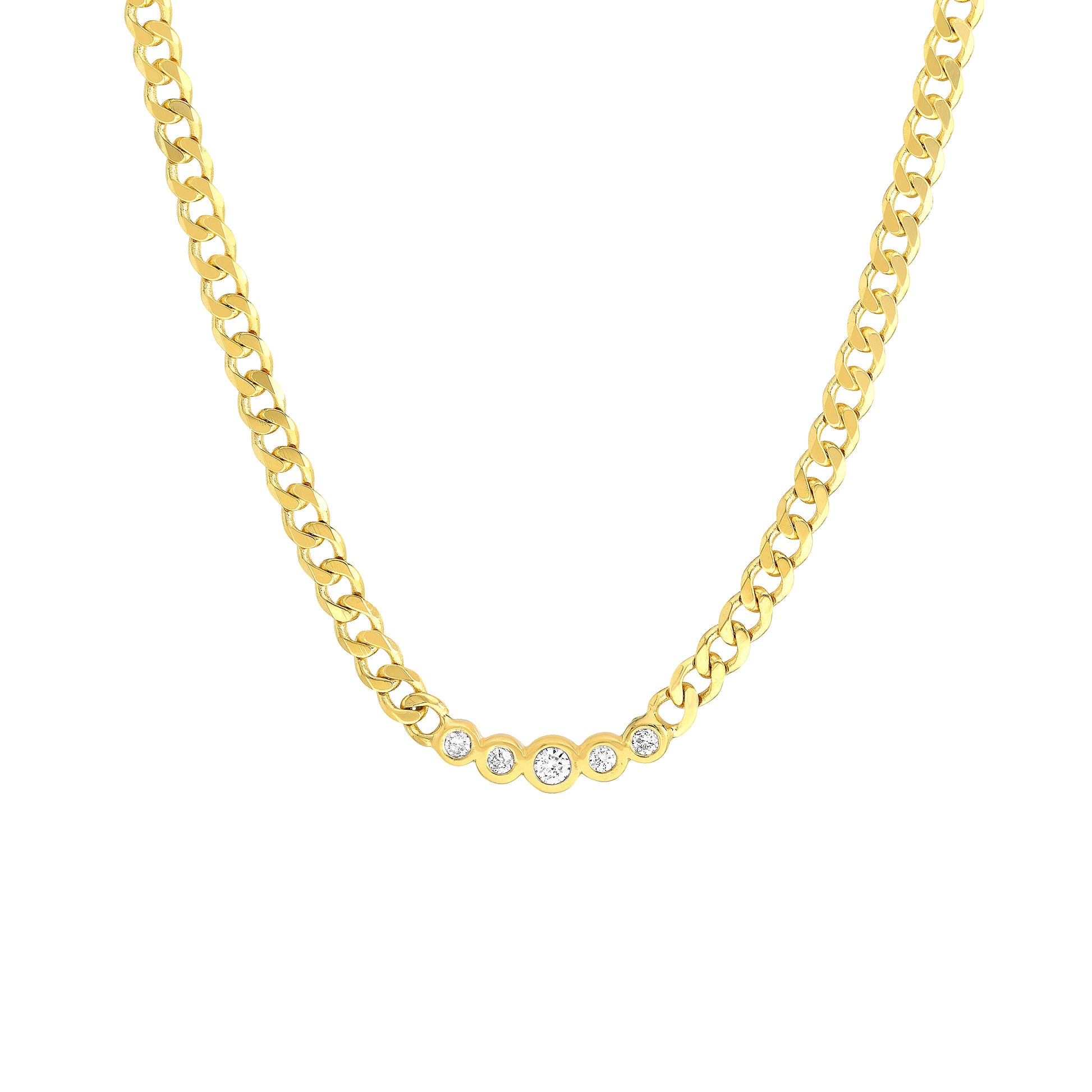 Curb Chain Necklace with Graduating Diamond