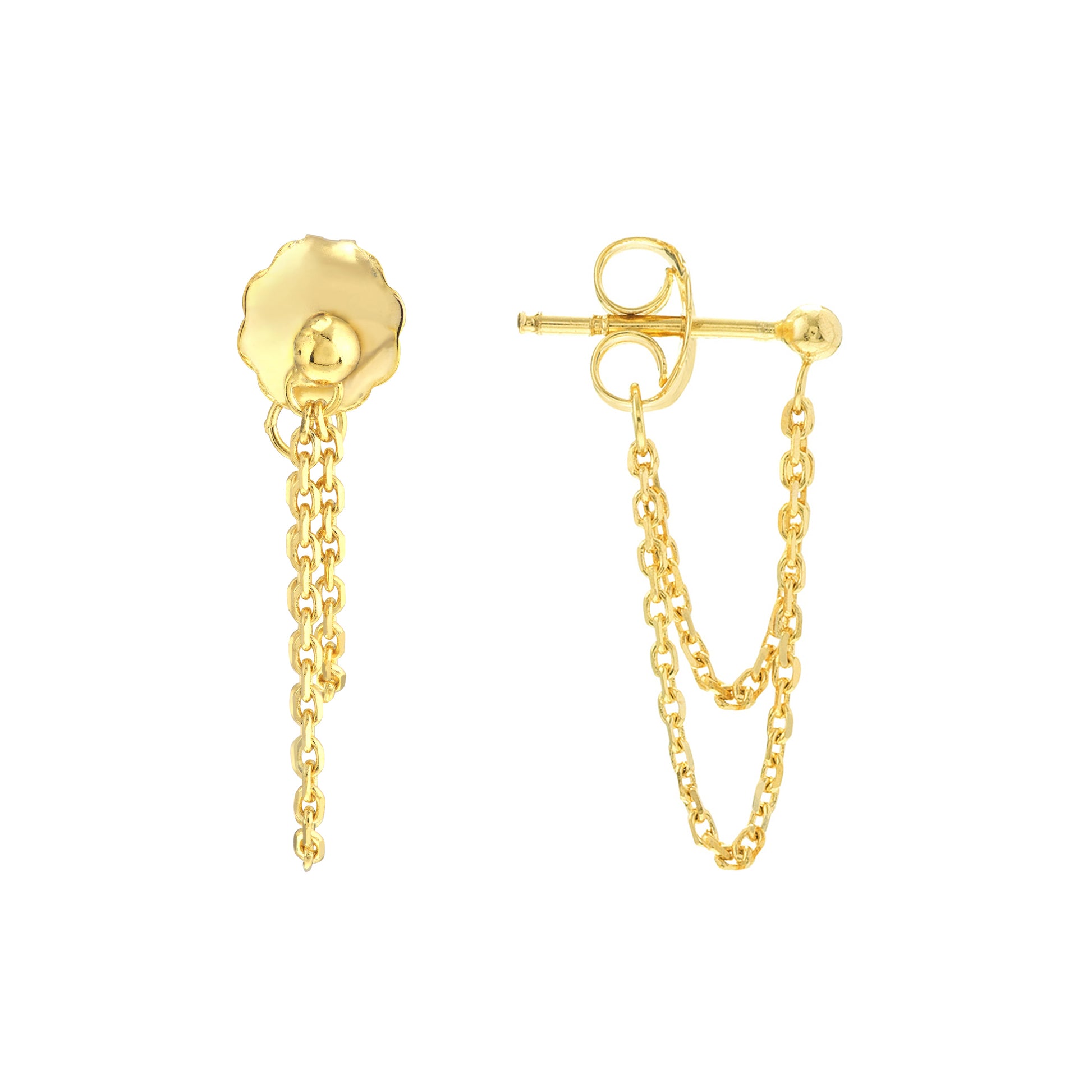 Draped Double Chain Front-to-Back Earrings