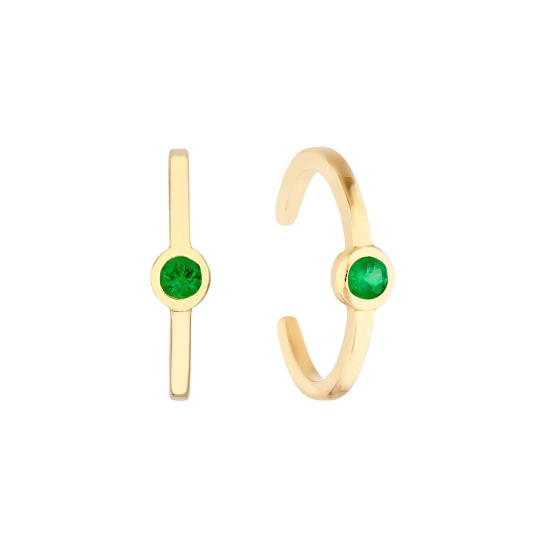 2.0mm Emerald Bezel Earring Cuffs