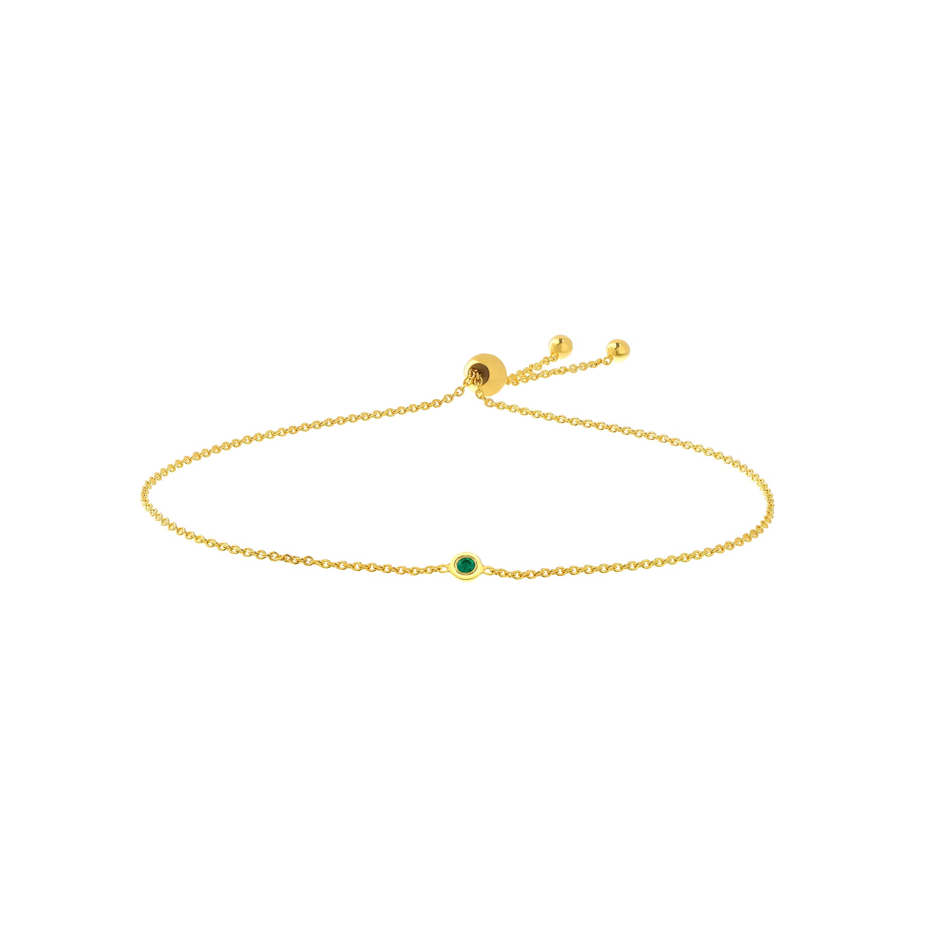 Mini Emerald Bezel Bolo Bracelet