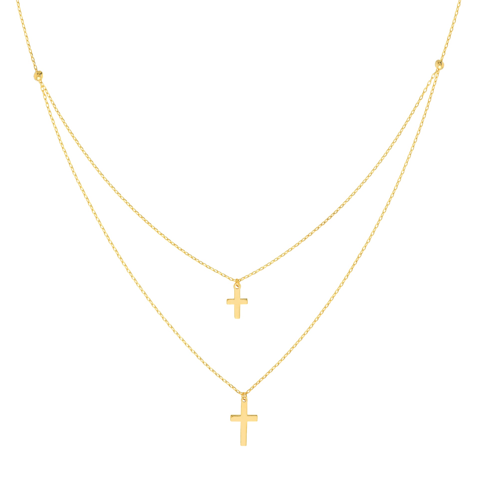 Duo Double Mini Cross Adjustable Necklace