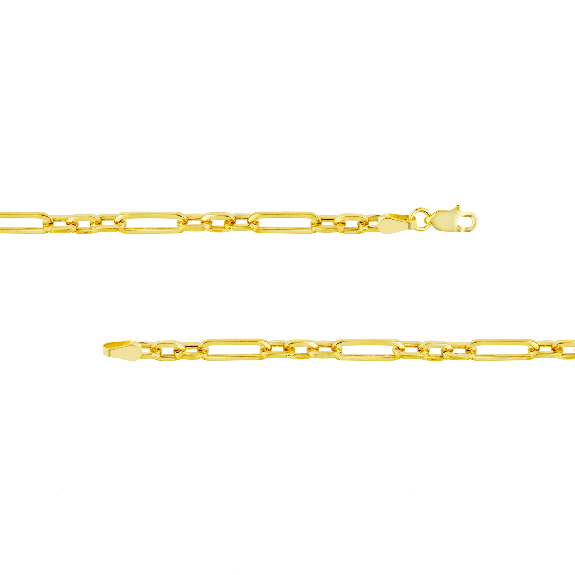 Hollow 3+1 Paper Clip Chain with Lobster Lock