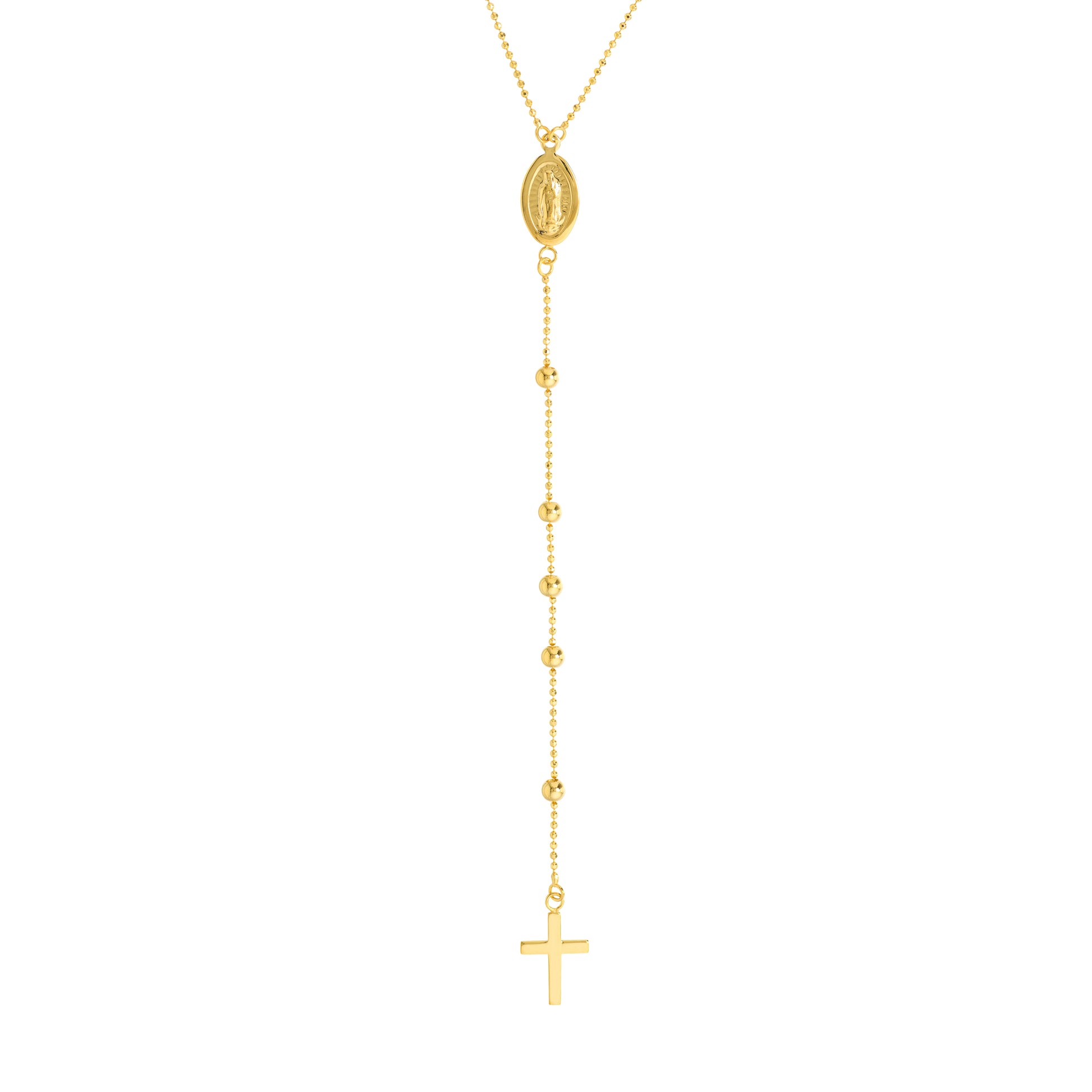 Virgin Mary with Cross Beaded Y-Necklace