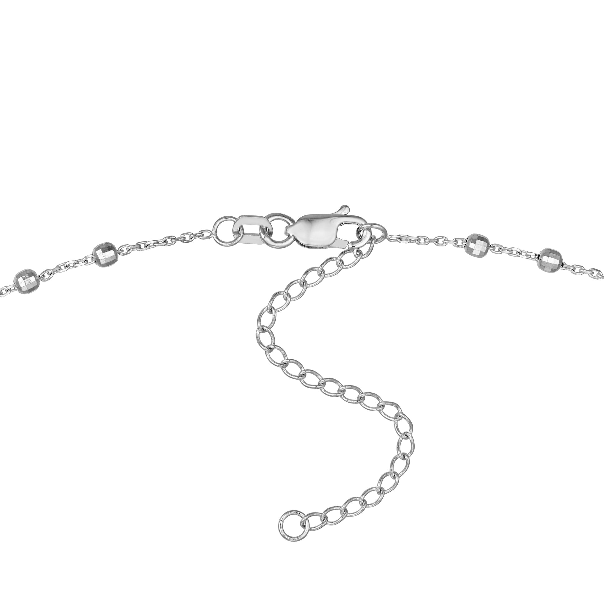 Diamond-Cut Bead Station Choker Chain Adjustable Lobster Lk