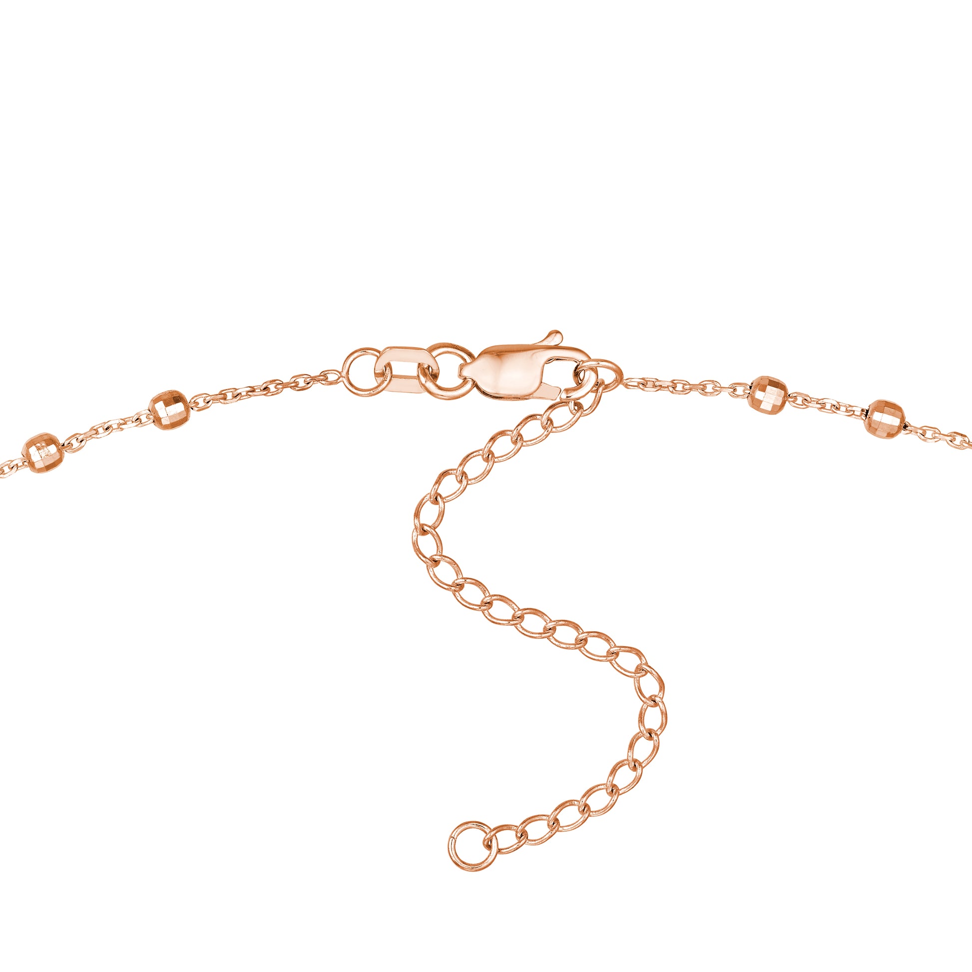 Diamond-Cut Bead Station Choker Chain Adjustable Lobster Lk