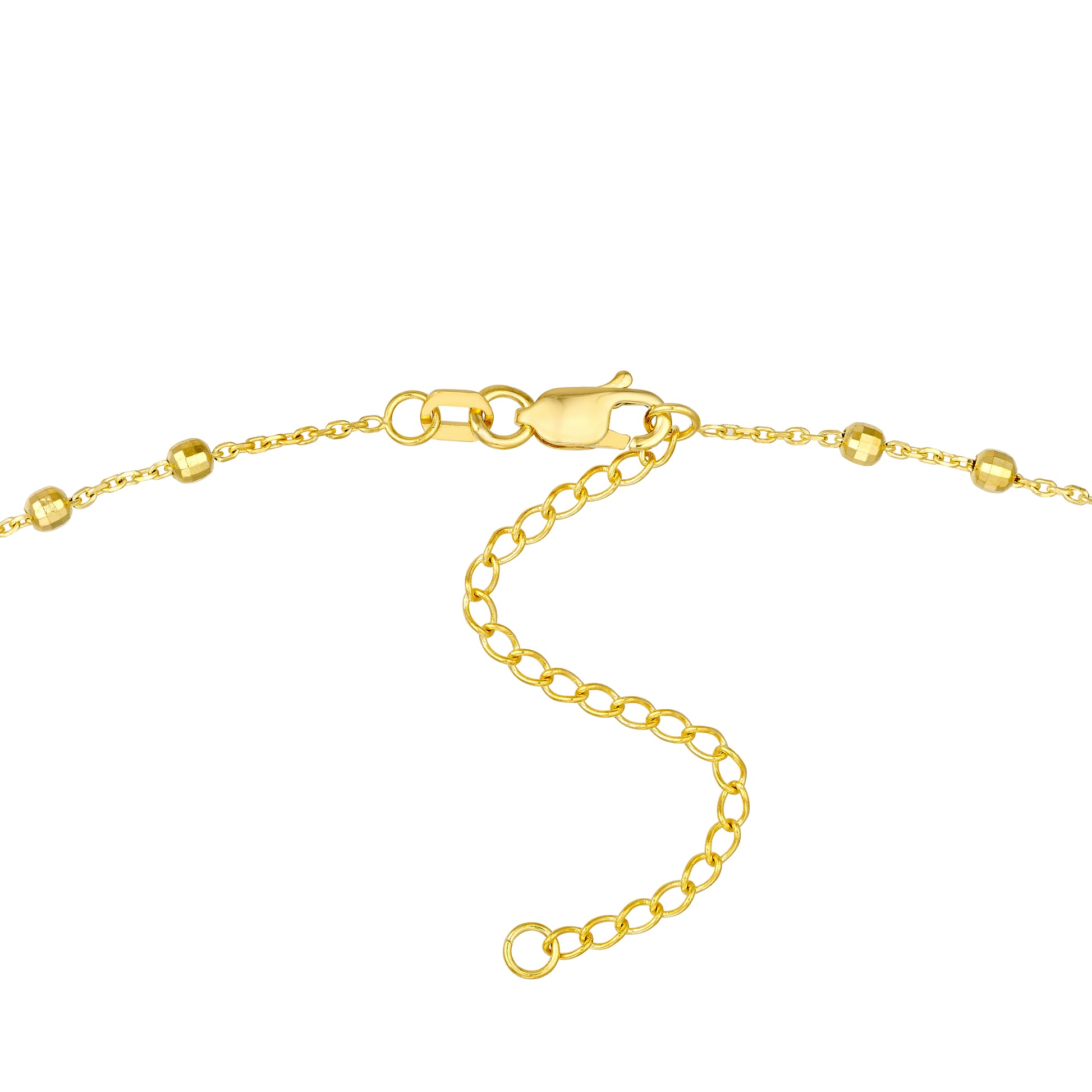 Diamond-Cut Bead Station Choker Chain Adjustable Lobster Lk