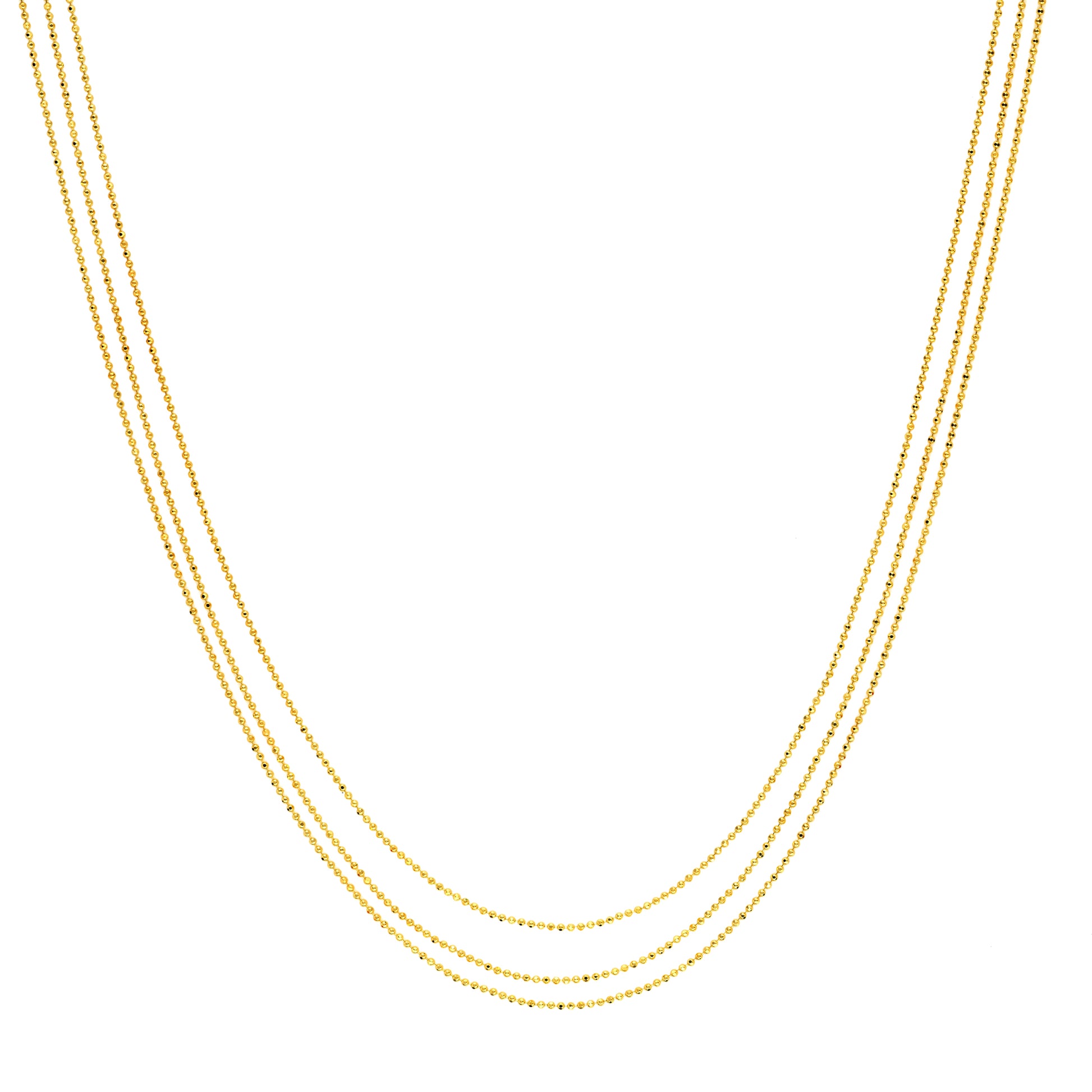Triple Strand Bead Chain Adjustable Necklace