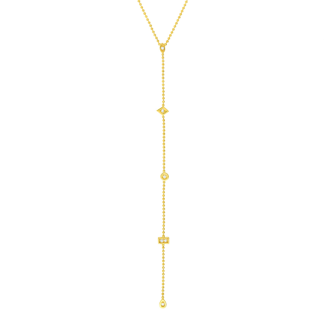 Diamond Y-Necklace with Geometric Elements
