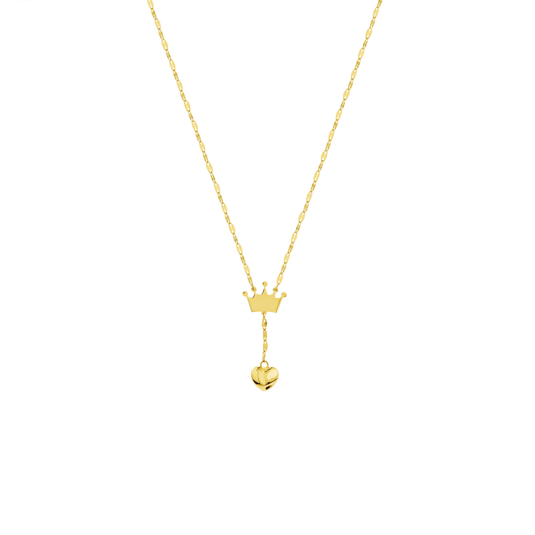 Puffed Crown & Heart Drop Baby Necklace