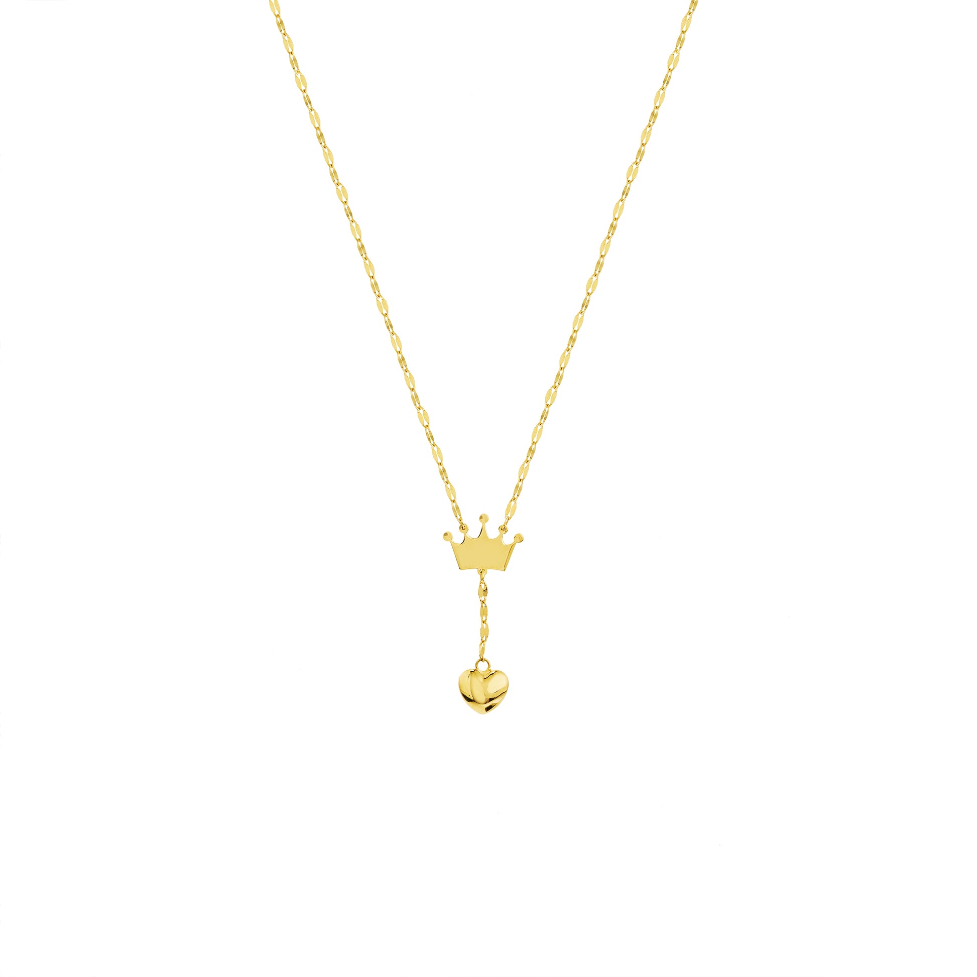 Puffed Crown & Heart Drop Baby Necklace