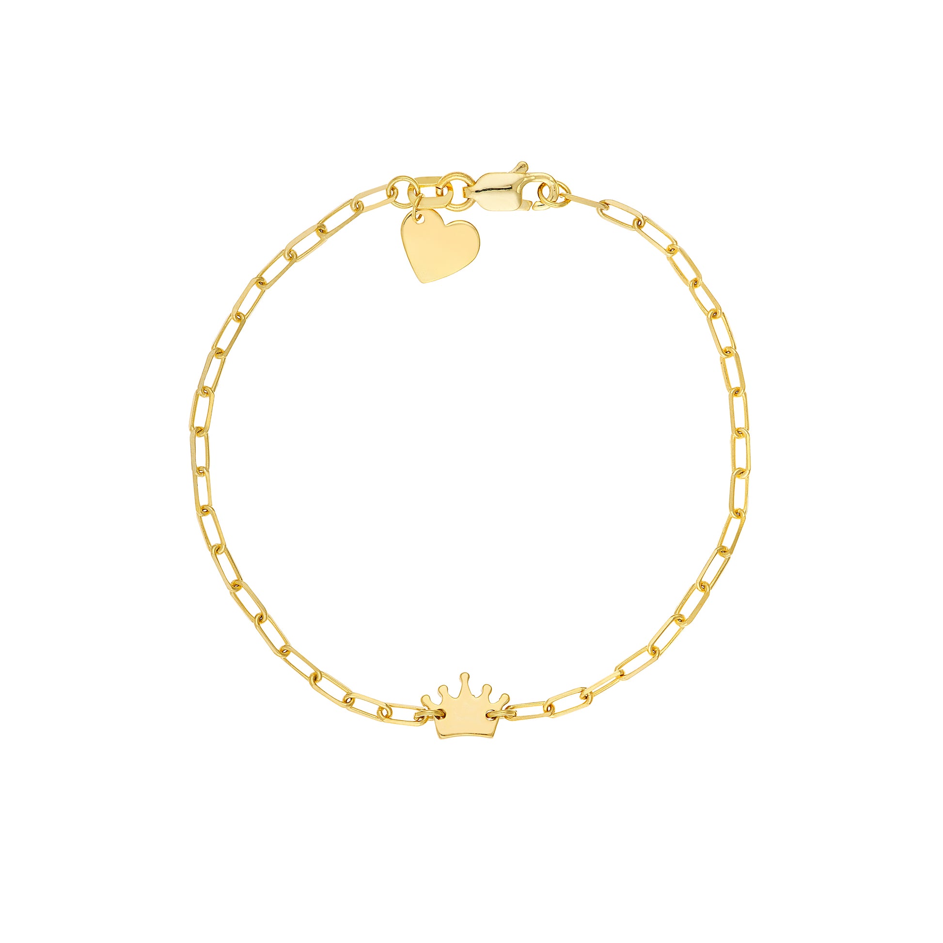 Kids Paper Clip Chain Bracelet with Crown