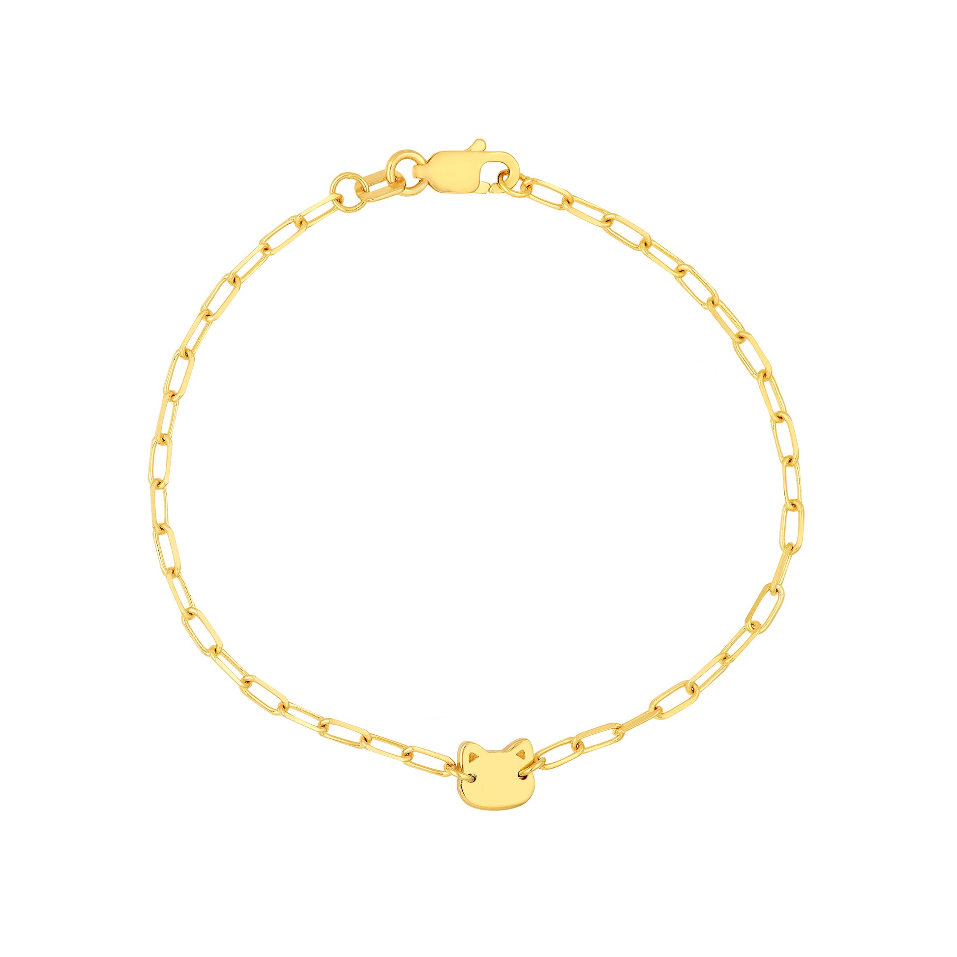Kids Paper Clip Chain Bracelet with Cat