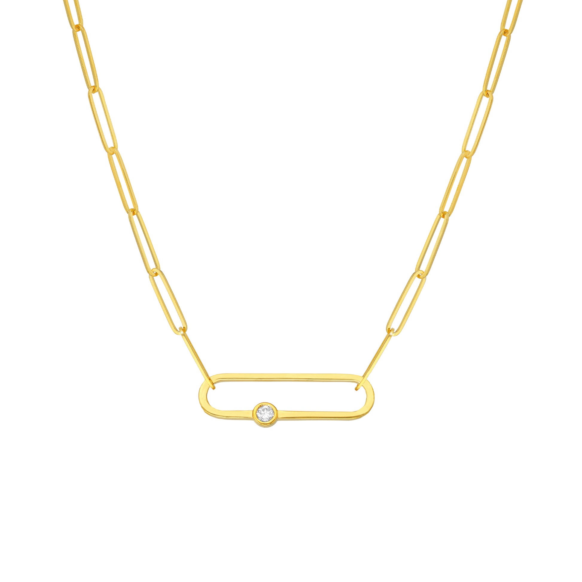 Diamond Paper Clip Necklace