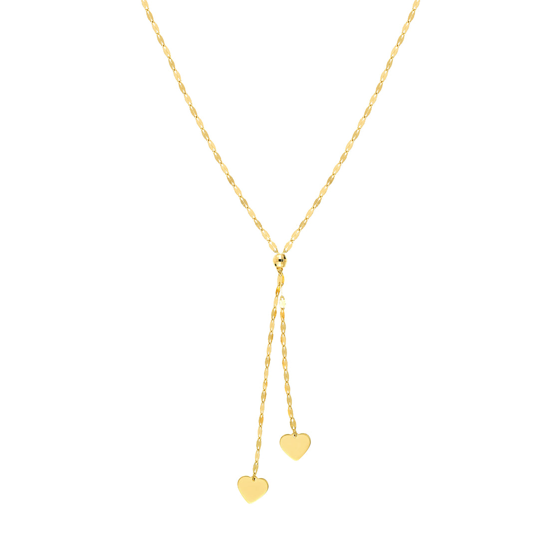 High Polished Heart Adjustable Lariat Necklace
