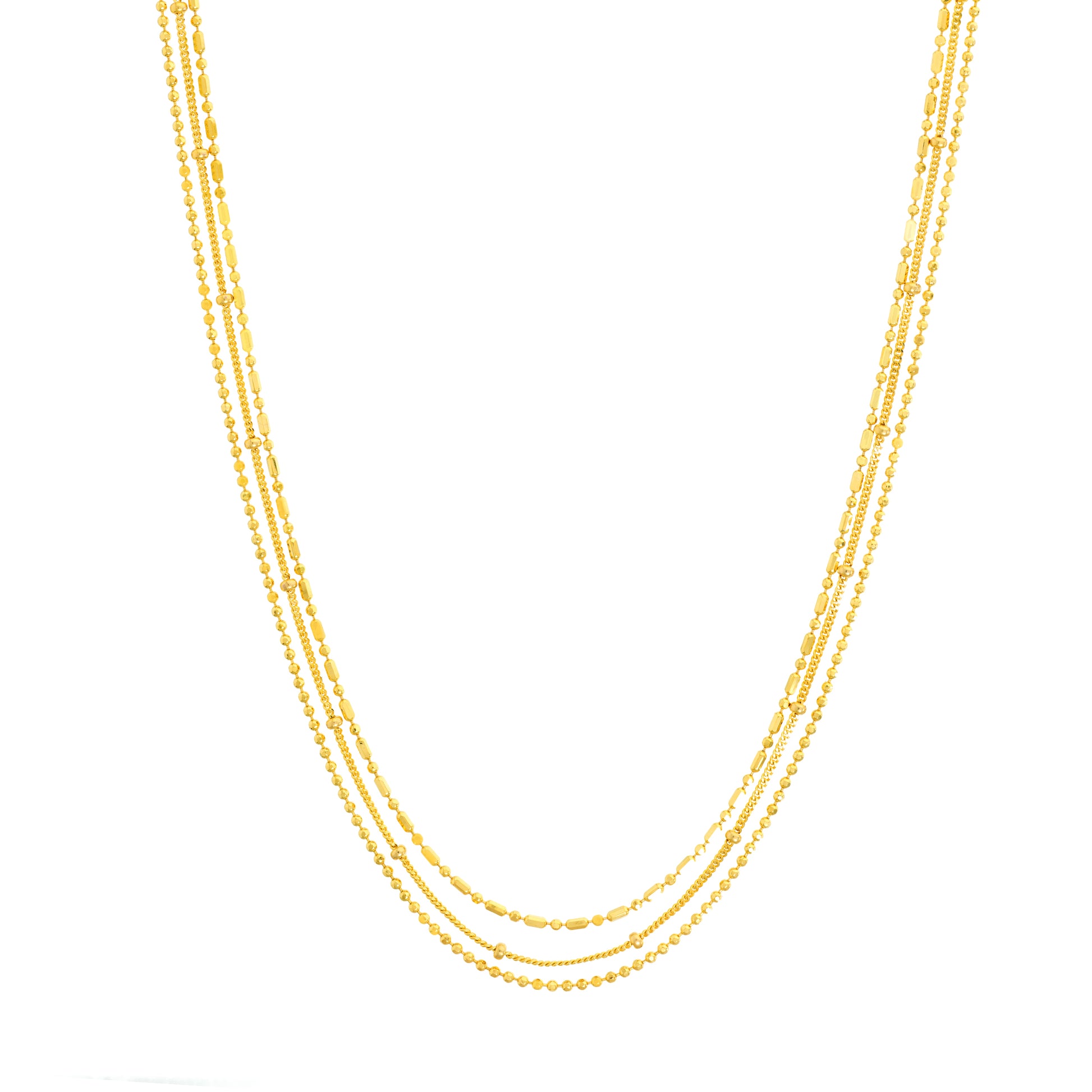 Mixed-Bead Triple Strand Necklace