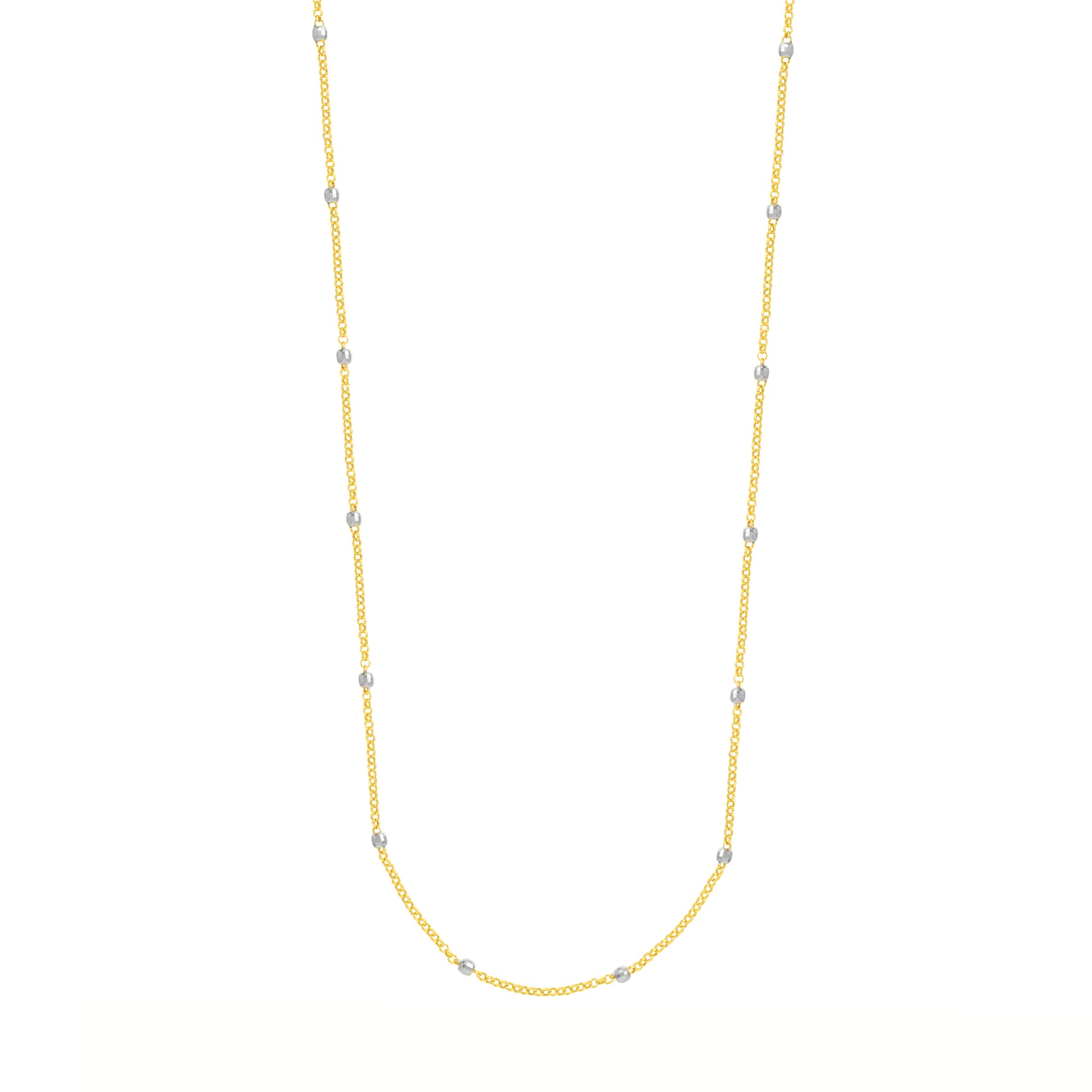 Long & Lovely Two-Tone D/C Bead Station Necklace