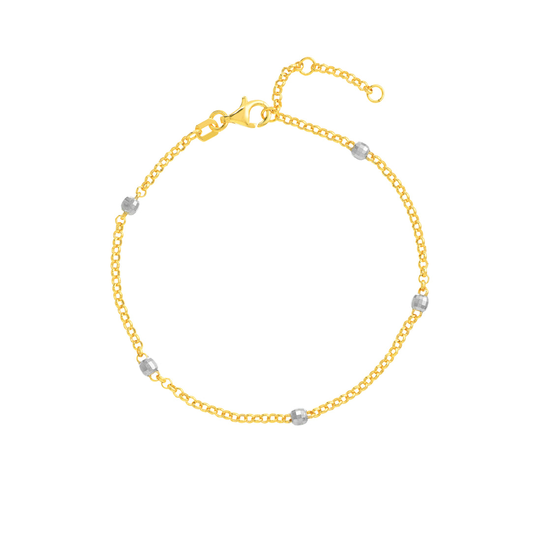 Two-Tone Disco Bead Rolo Chain Bracelet