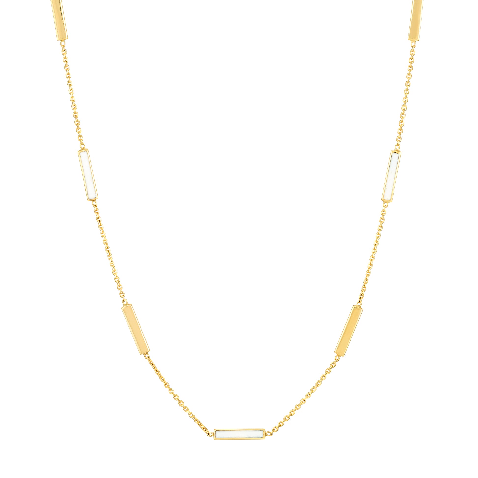 White Enamel Alternating Bar Necklace