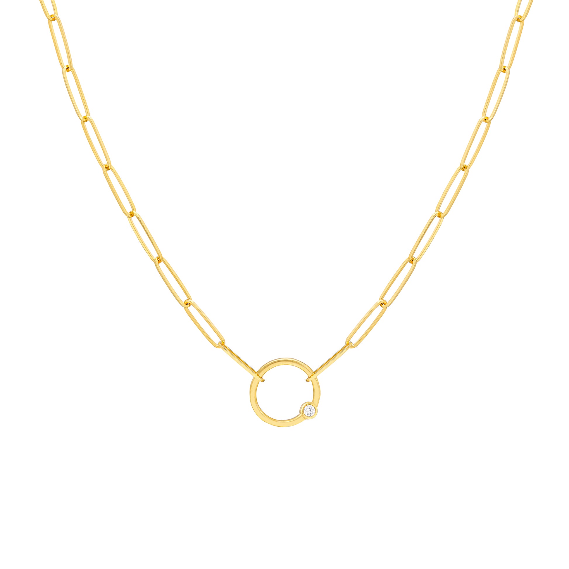 Bezel Diamond Ring Paper Clip Necklace