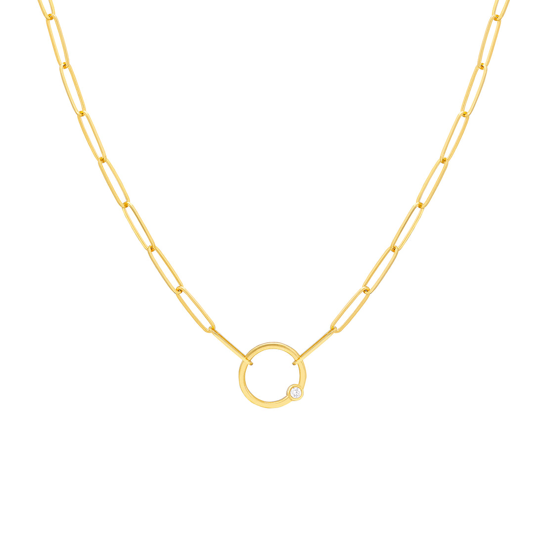 Bezel Diamond Ring Paper Clip Necklace