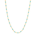 Light Turquoise Enamel Bead on Piatto Chain