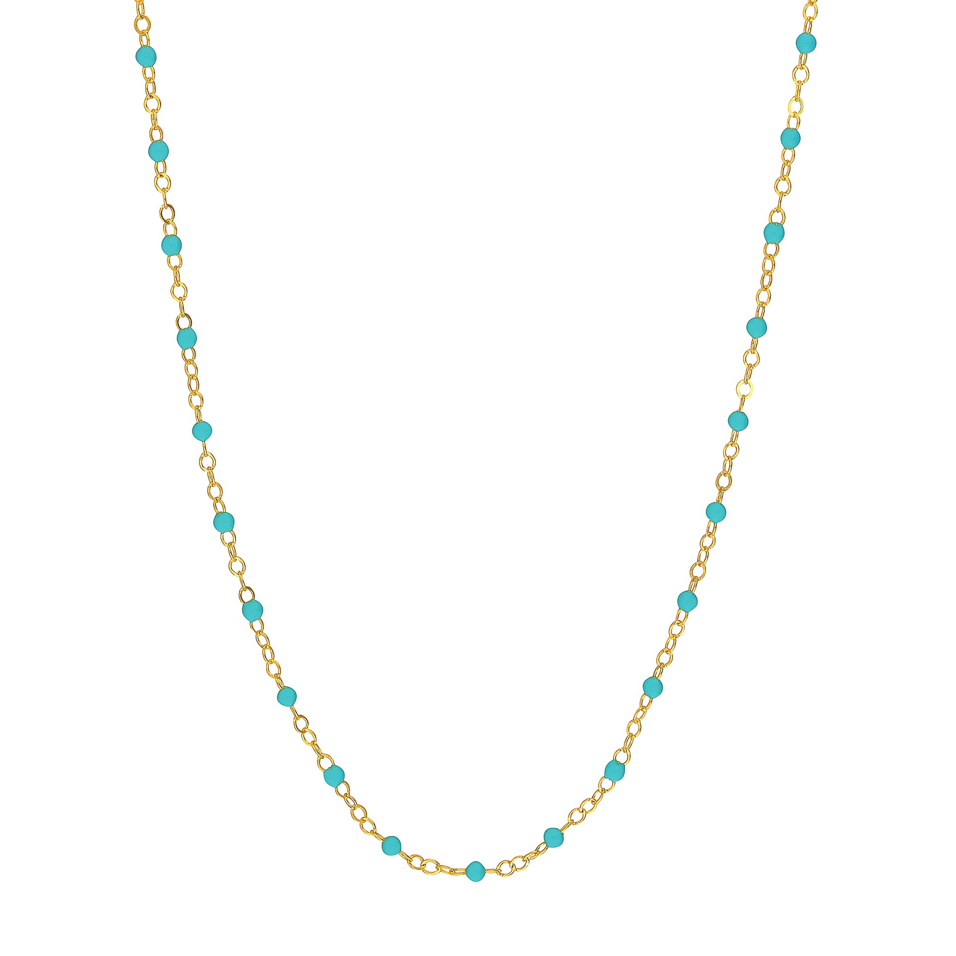 Light Turquoise Enamel Bead on Piatto Chain