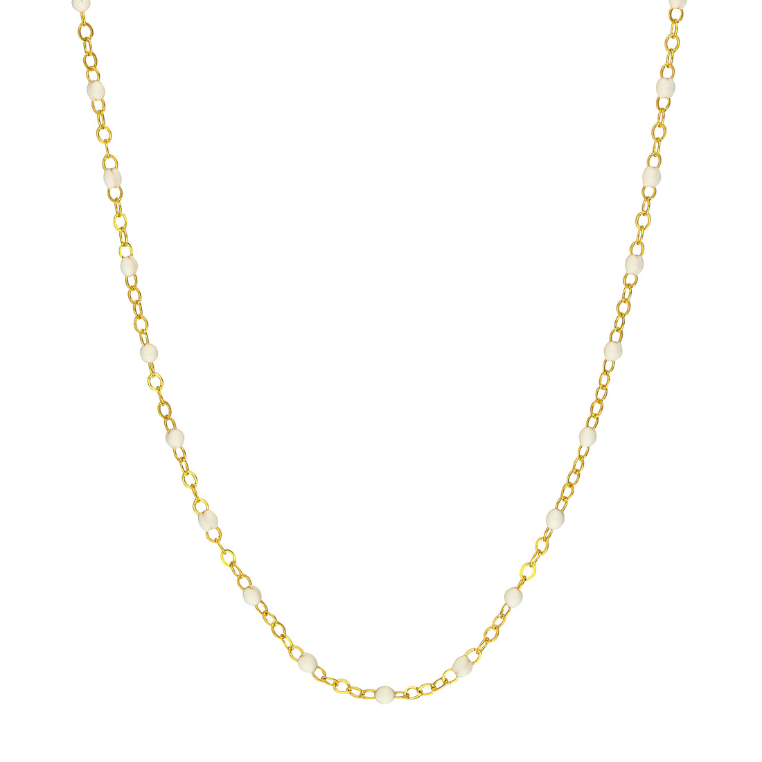 White Enamel Bead on Piatto Chain
