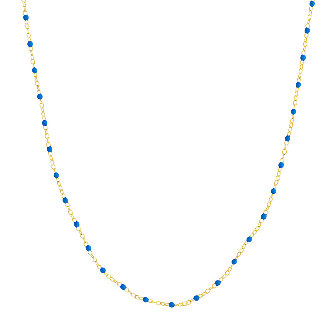 Cobalt Enamel Bead on Piatto Chain