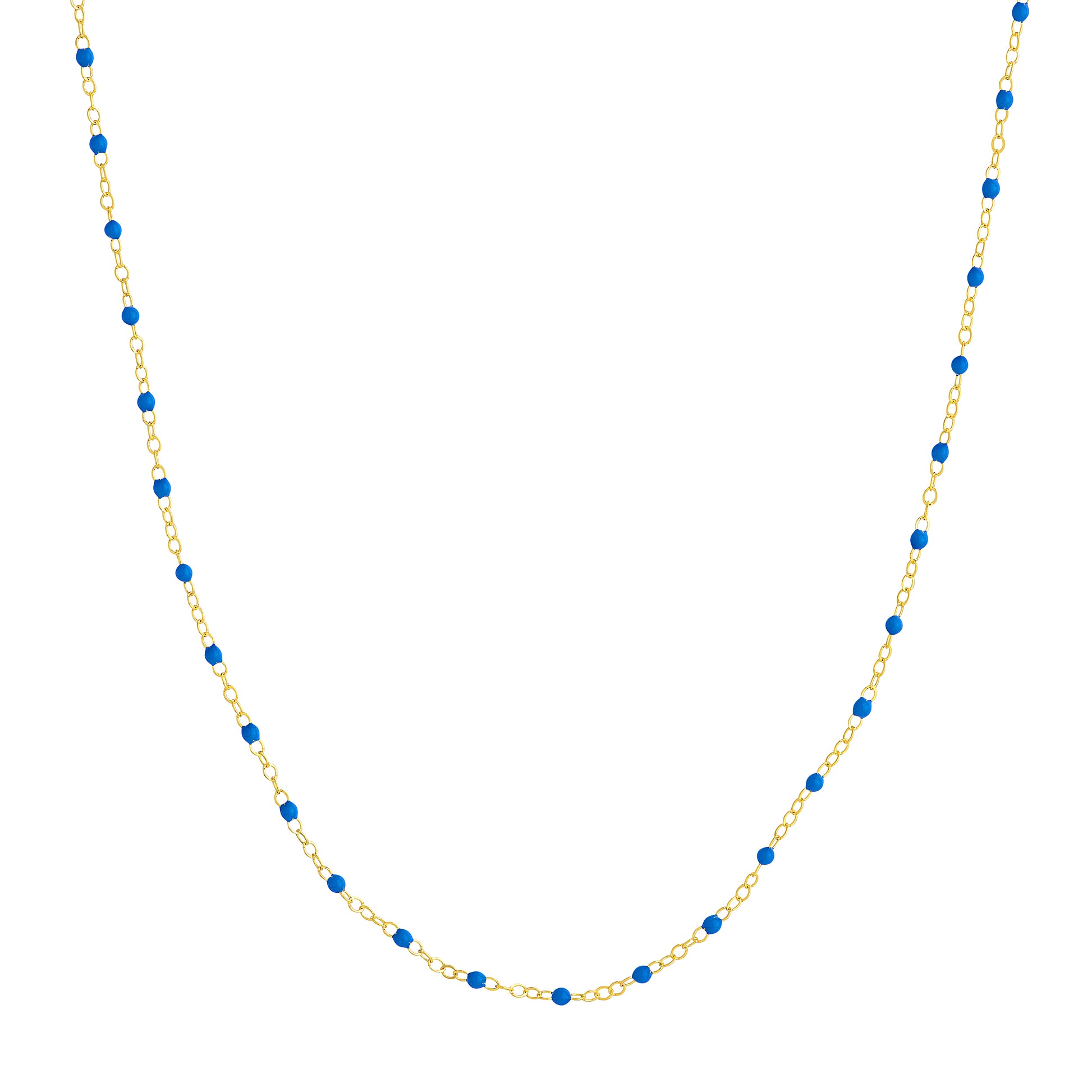 Cobalt Enamel Bead on Piatto Chain