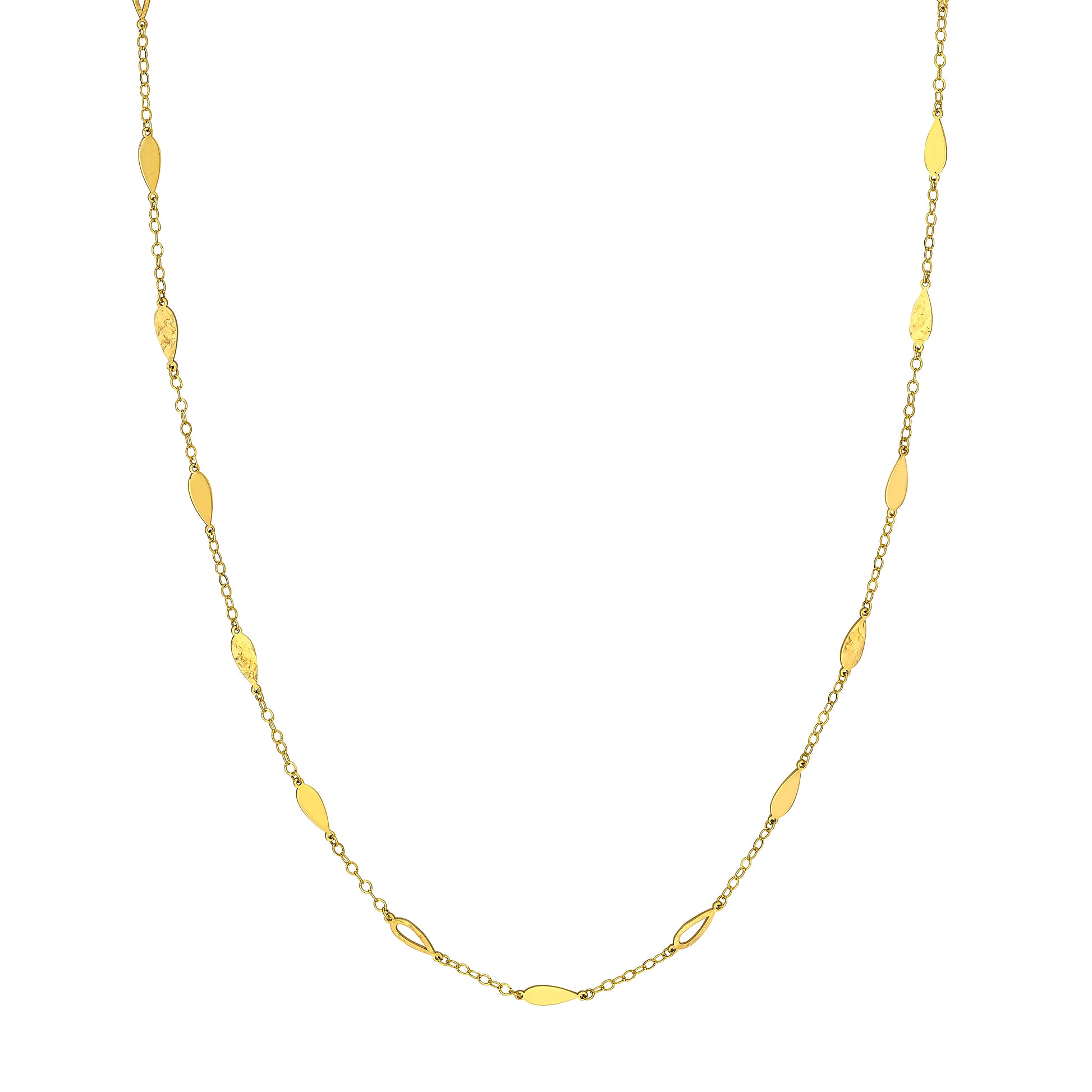 Mix Tear Drop Station Double Curb Necklace