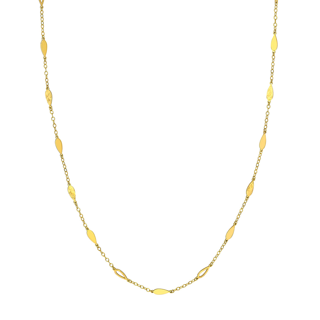 Mix Tear Drop Station Double Curb Necklace