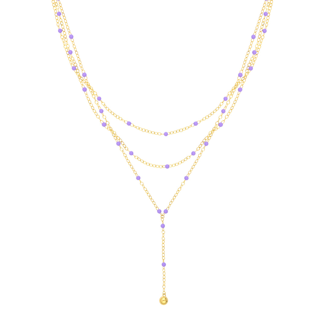 Lilac Enamel Layered Lariat Necklace