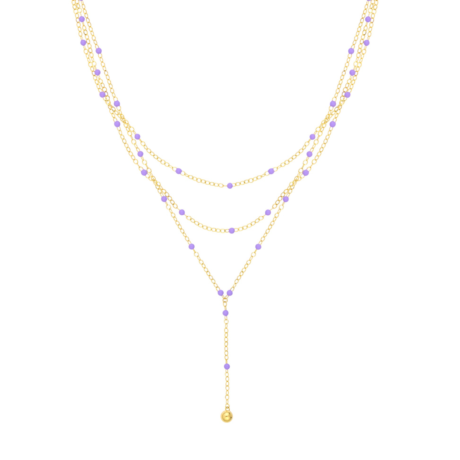 Lilac Enamel Layered Lariat Necklace