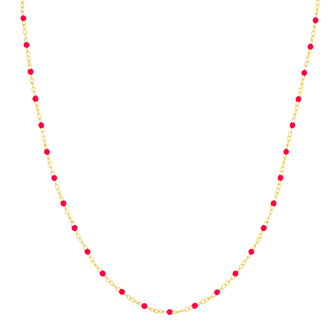 Neon Pink Enamel Bead Piatto Chain